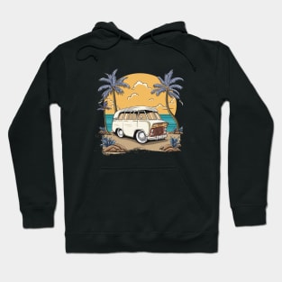 Vintage Car in Beach Summer Time Hoodie